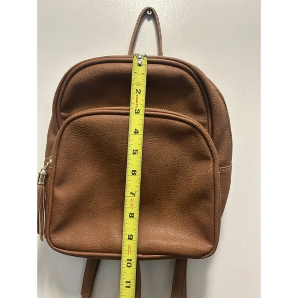 Brown Faux Leather‎ Backpack Bag Purse 10